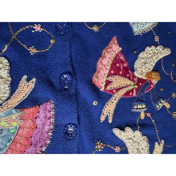 Design Options by Philip & Jane Gordon Angel Christmas Cardigan Sweater XXL - Picture 4 of 14